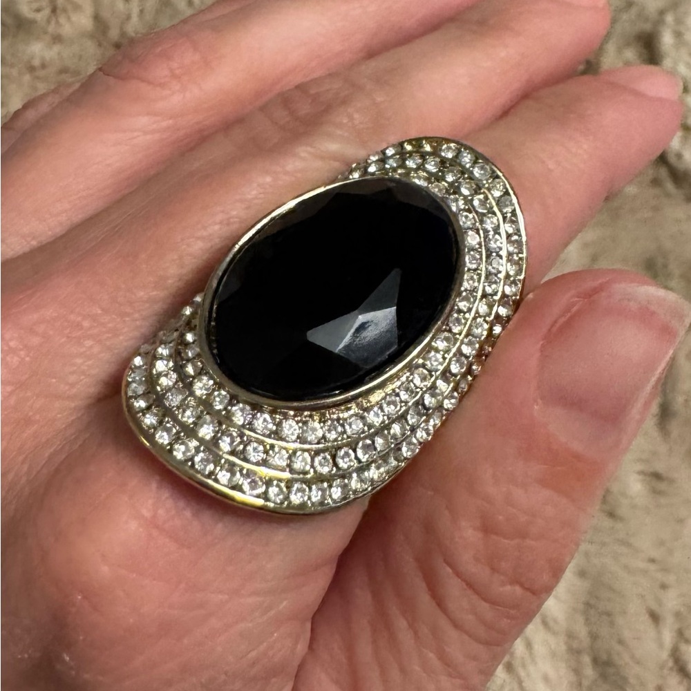 Large Statement Chunky Boho Black Stone Ring 🖤